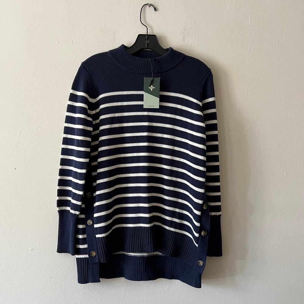 tuckernuck Navy Bar Harbor Striped Sweater size XS cotton DR - Picture 4 of 7